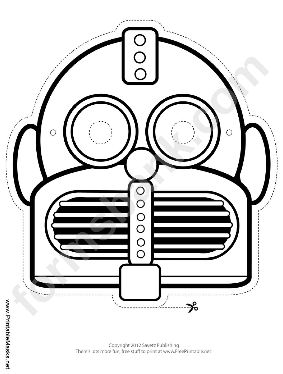 Robot Round Horizontal Mask Outline Template