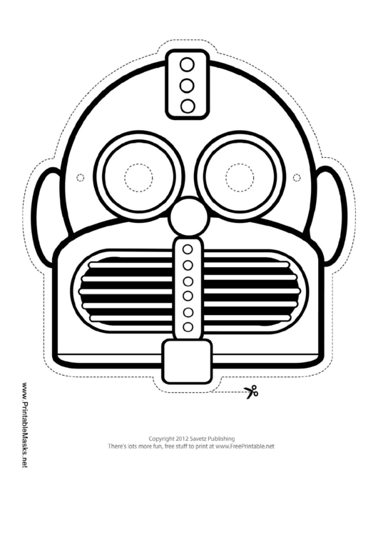 Robot Round Horizontal Mask Outline Template Printable pdf