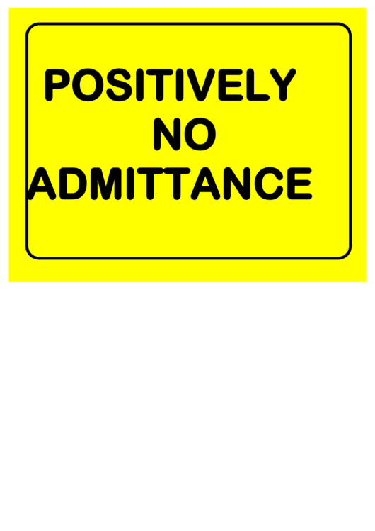 Restricted Positively No Admittance Printable pdf