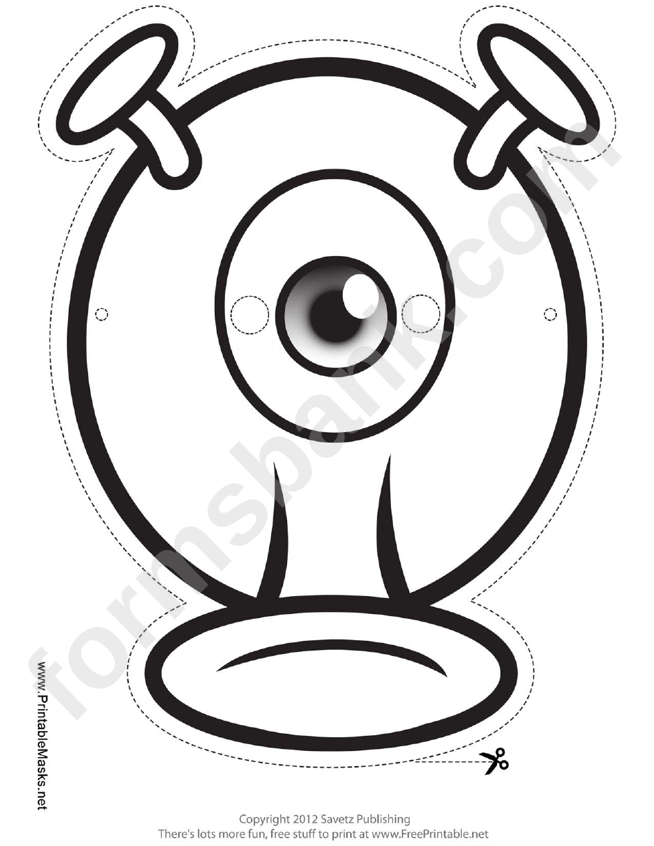 Monster Silly One-Eyed Outline Mask Template