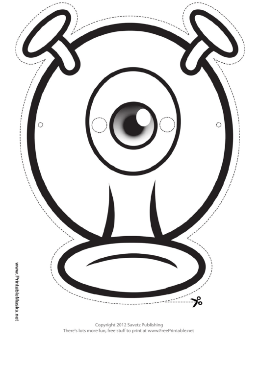 Monster Silly One-Eyed Outline Mask Template Printable pdf