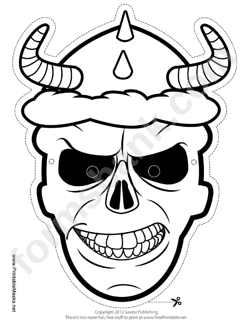 Skull Horns Outline Mask Template