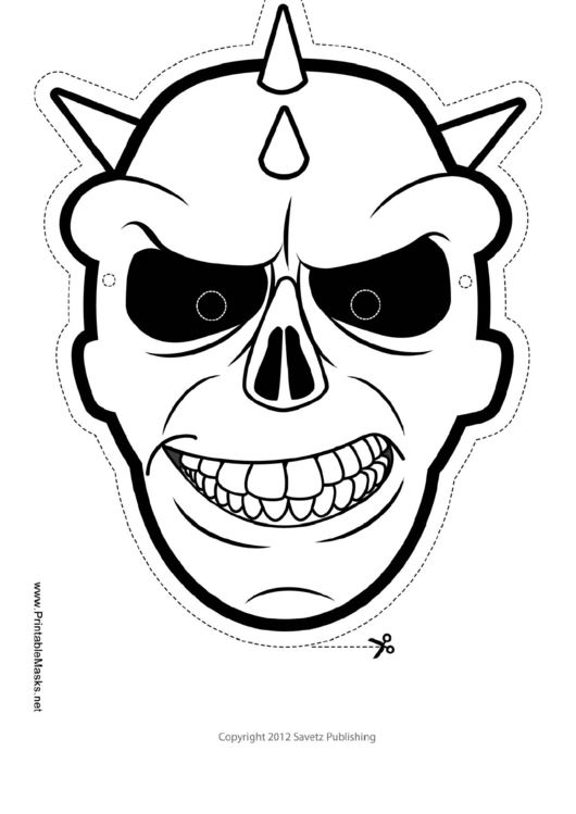 Skull Spikes Outline Mask Template Printable pdf