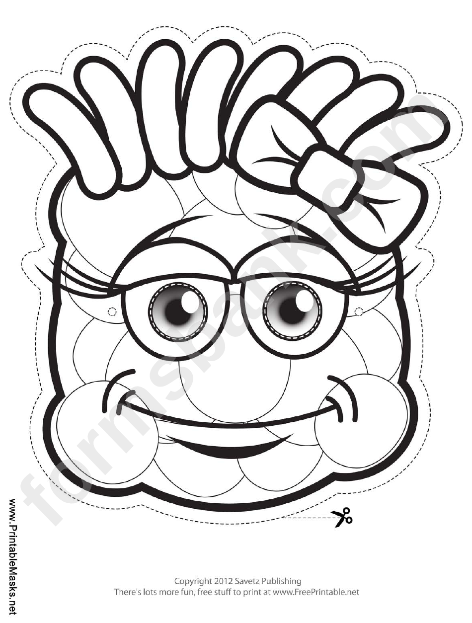 Monster Grinning Bow Outline Mask Template