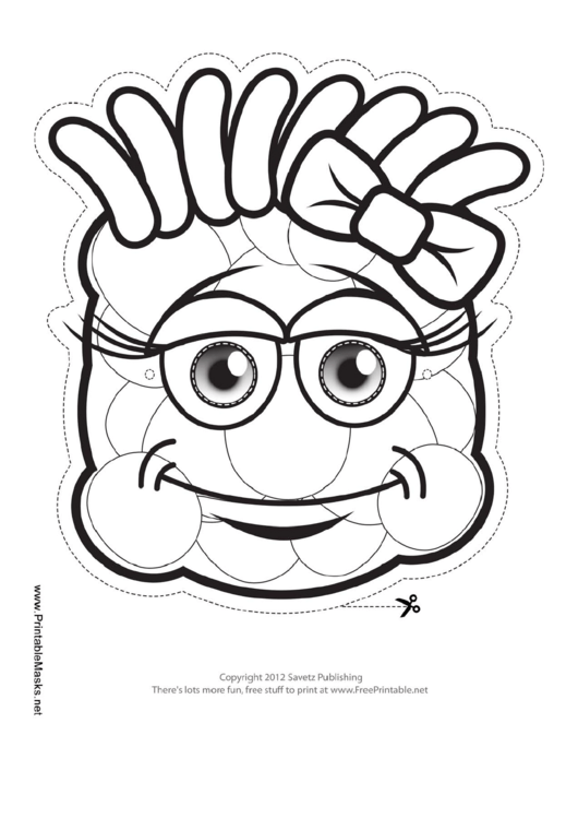 Monster Grinning Bow Outline Mask Template Printable pdf