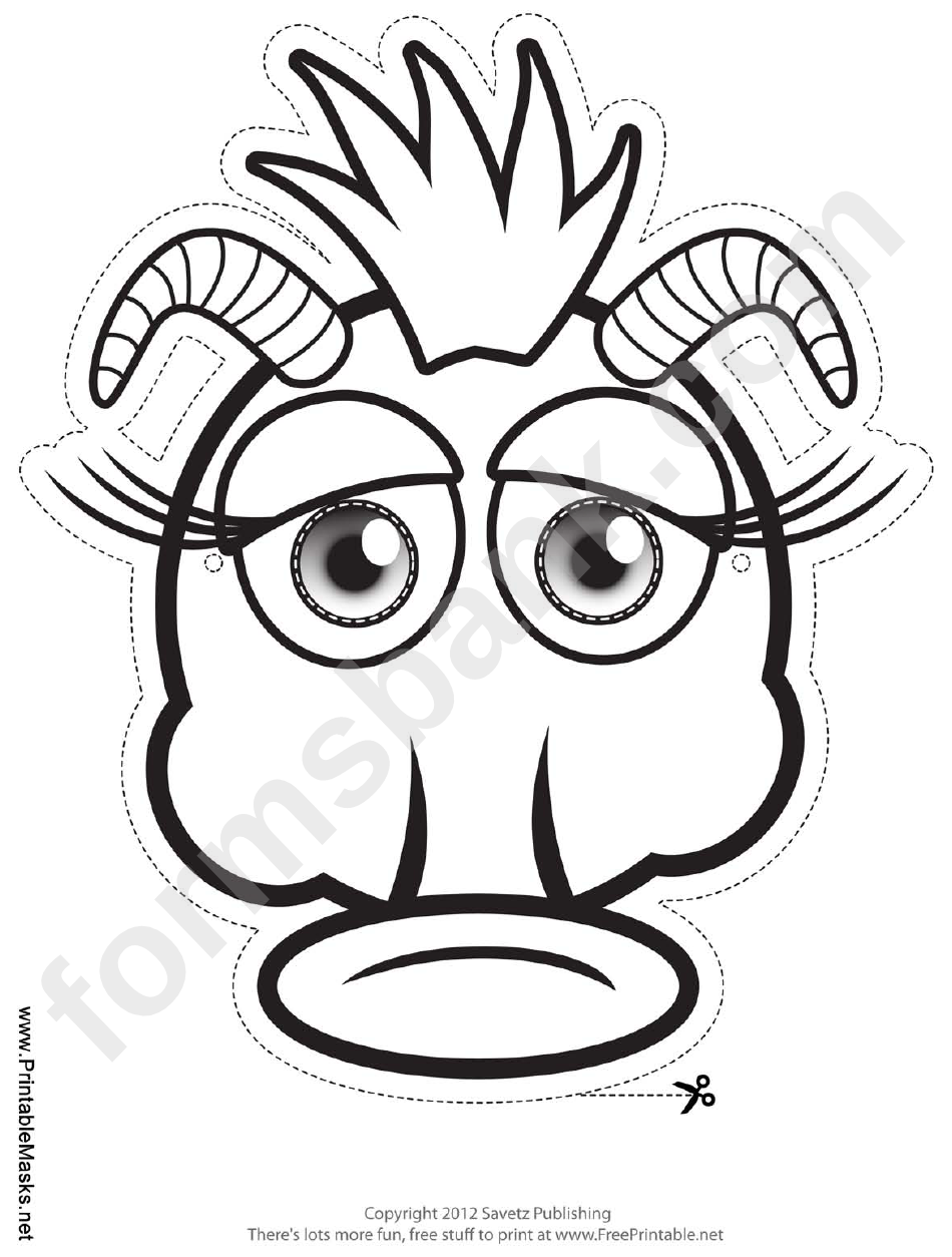 Monster Silly Horns Outline Mask Template