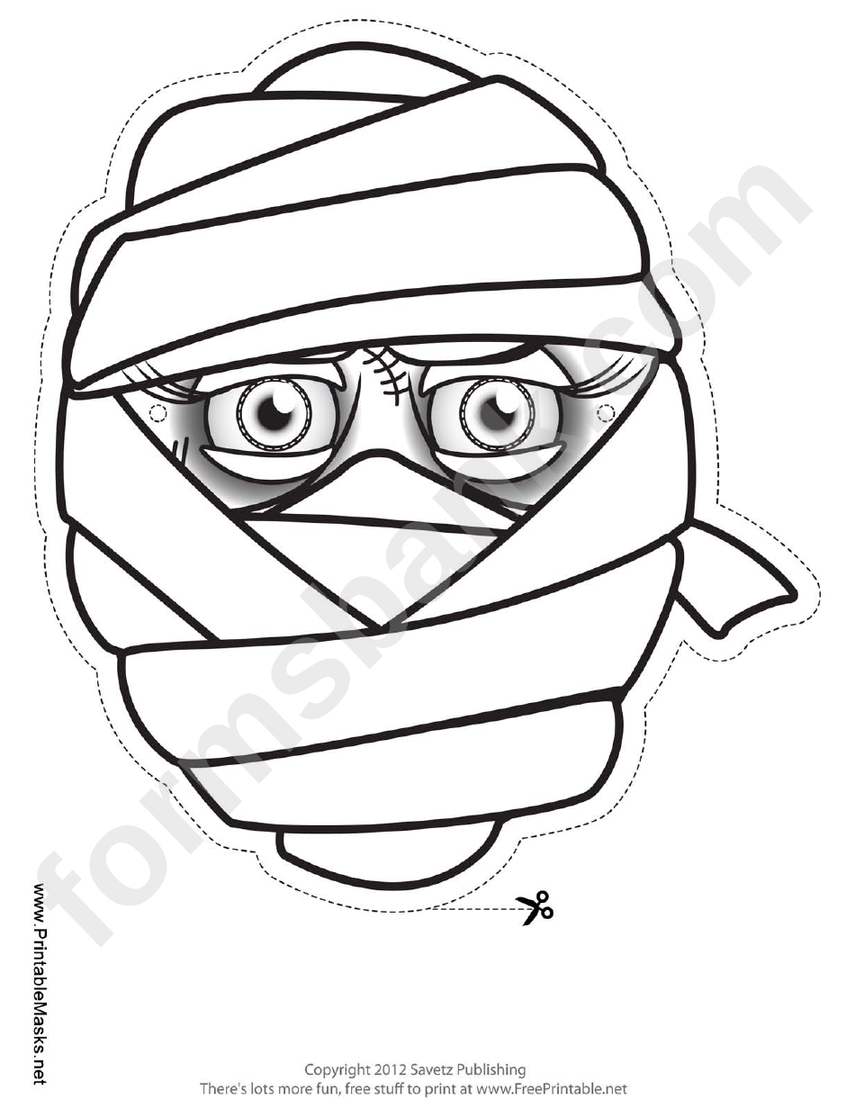 Mummy Female Outline Mask Template printable pdf download