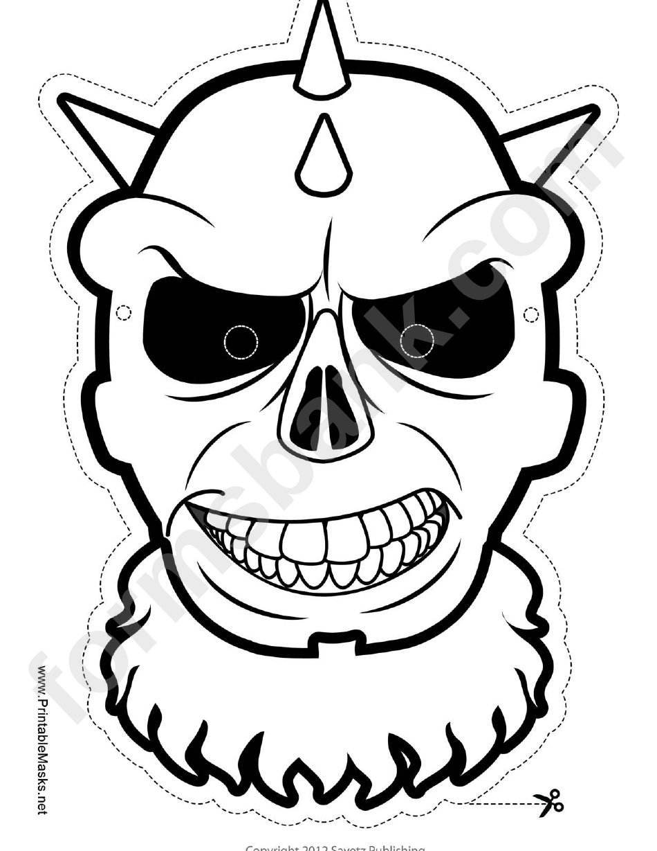 Skull Spiked Outline Mask Template