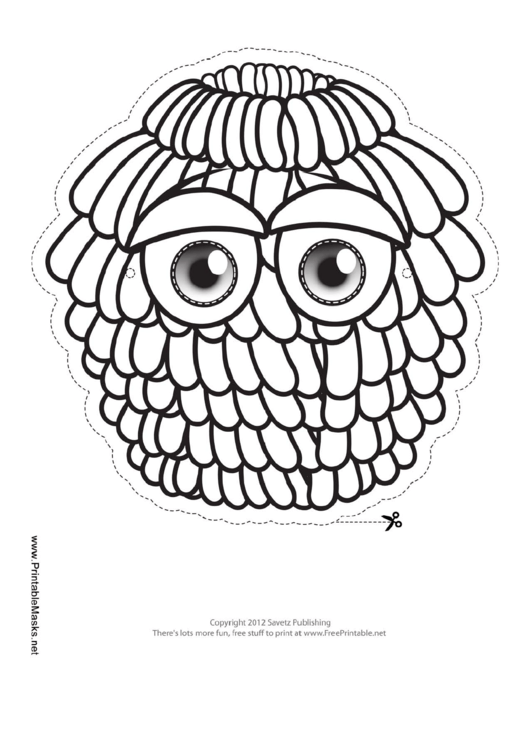 Monster Fur-Covered Outline Mask Template Printable pdf