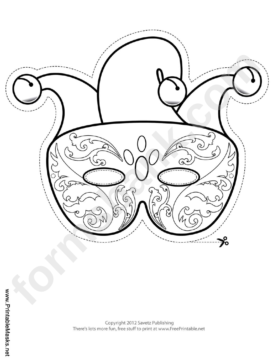 Mardi Gras Festival Outline Mask Template printable pdf download
