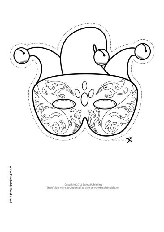 Mardi Gras Festival Outline Mask Template Printable pdf