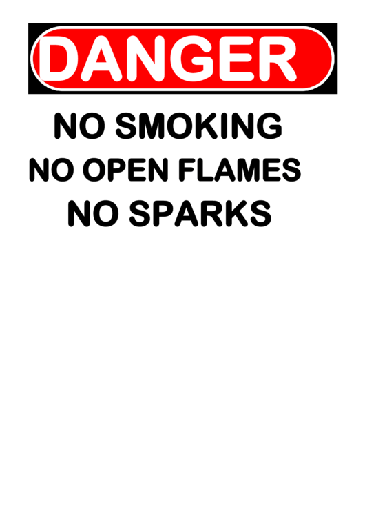 Danger No Flames Or Sparks Printable pdf
