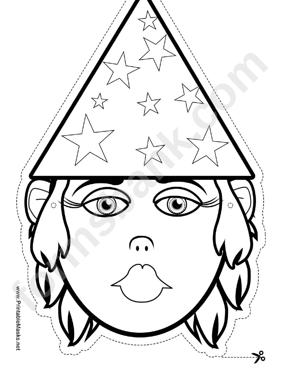 Wizard Female Outline Mask Template