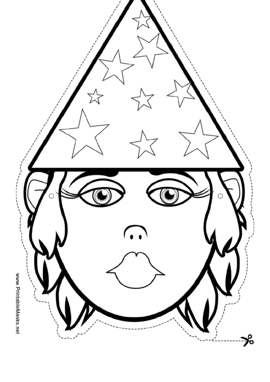 Wizard Female Outline Mask Template Printable pdf