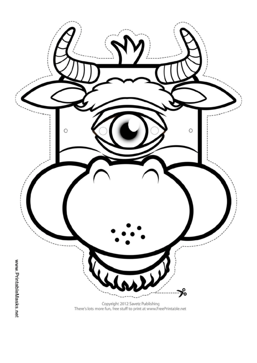 Cyclops Minotaur Outline Mask Template Printable pdf