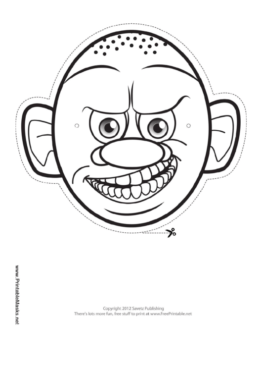 Monster Round Head Outline Mask Template Printable pdf