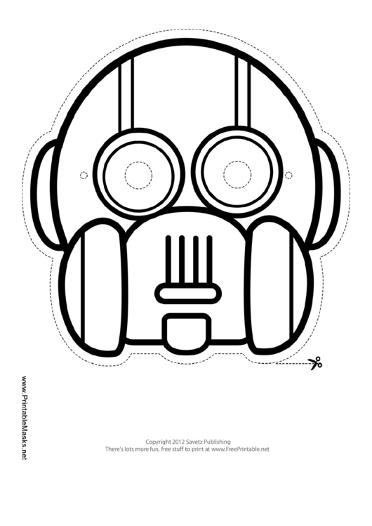 Robot Round Vertical Outline Mask Template Printable pdf