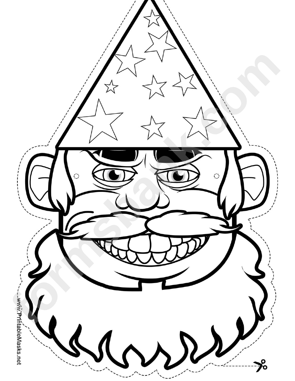 Wizard Male Outline Mask Template