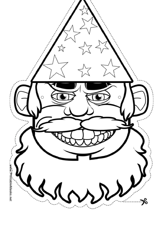 Wizard Male Outline Mask Template Printable pdf