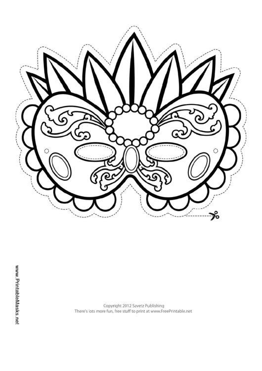 Mardi Gras Fancy Outline Mask Template Printable pdf