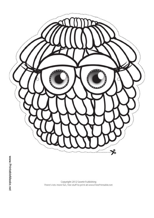 Monster Furry Outline Mask Template Printable pdf