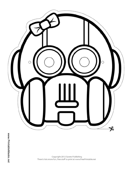 Robot Bow Outline Mask Template Printable pdf