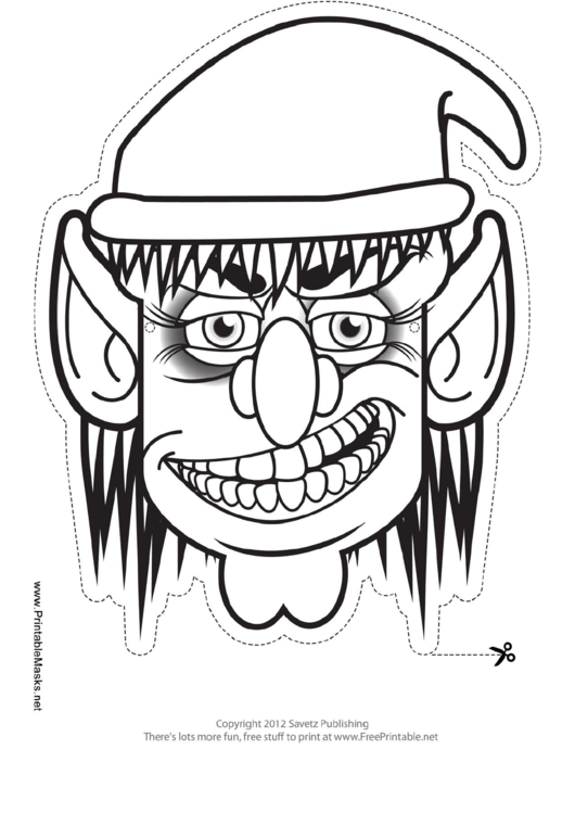 Goblin Female Outline Mask Template Printable pdf