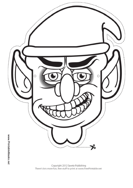 Goblin Male Outline Mask Template printable pdf download