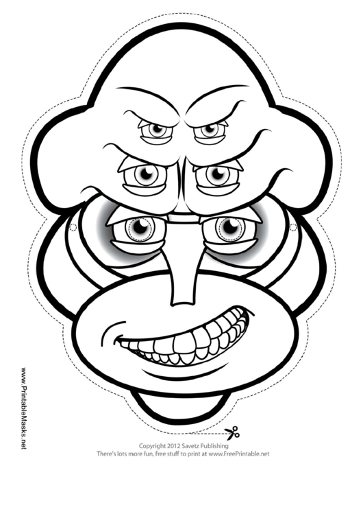 Creature Male Six Eyes Outline Mask Template Printable pdf
