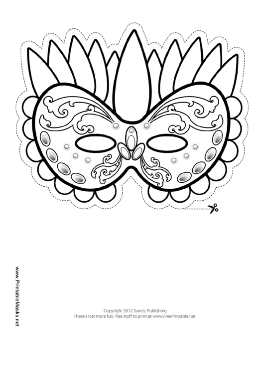 Mardi Gras Celebration Outline Mask Template Printable pdf