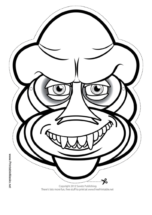 Creature Male Outline Mask Template Printable pdf