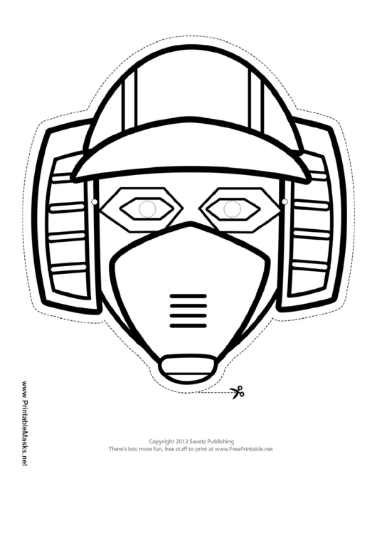 Robot Horizontal Outline Mask Template Printable pdf
