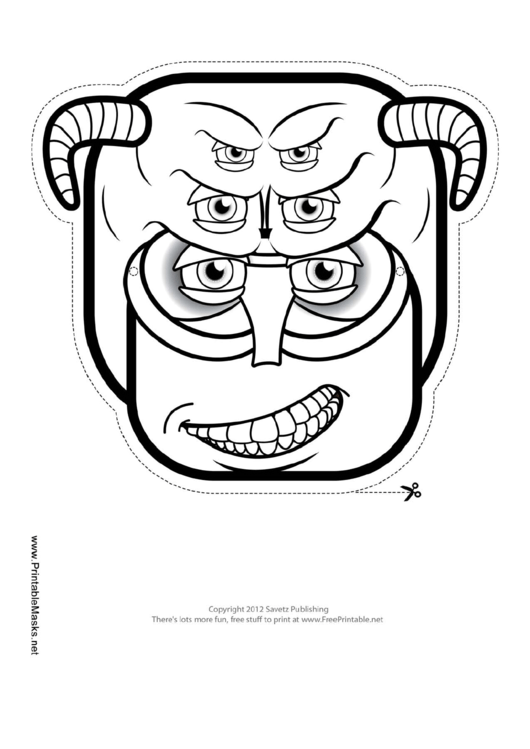 Creature Horns Outline Mask Template Printable pdf