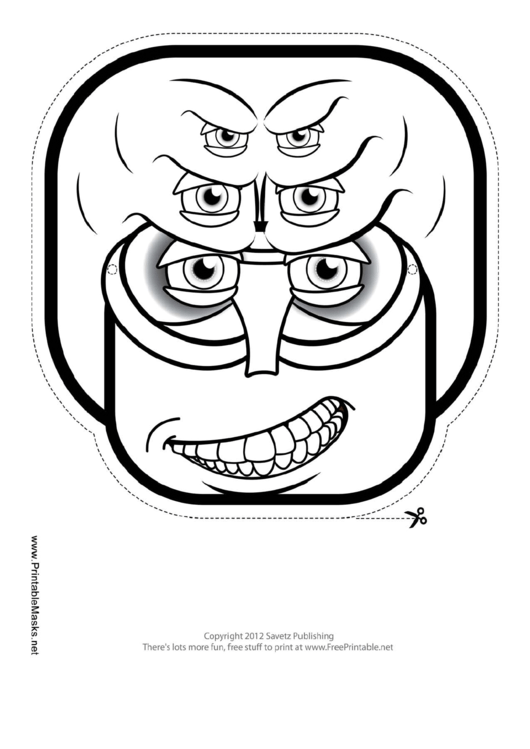 Creature Square Outline Mask Template Printable pdf