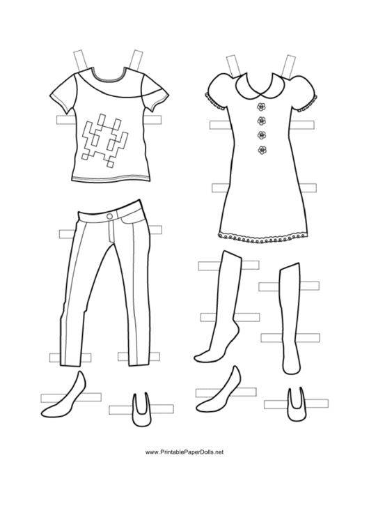 Girl Paper Doll Outfits To Color printable pdf download