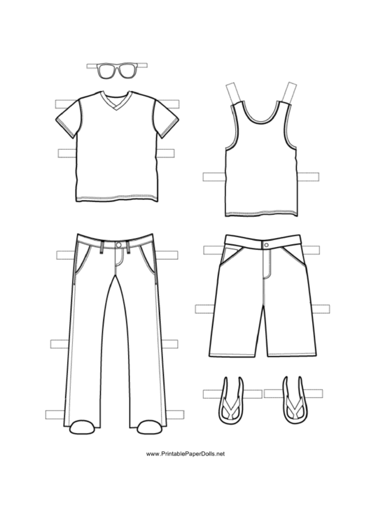 Boy Paper Doll Outfits To Color Printable pdf