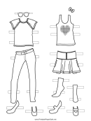 Paper Doll Outfits With Bow To Color