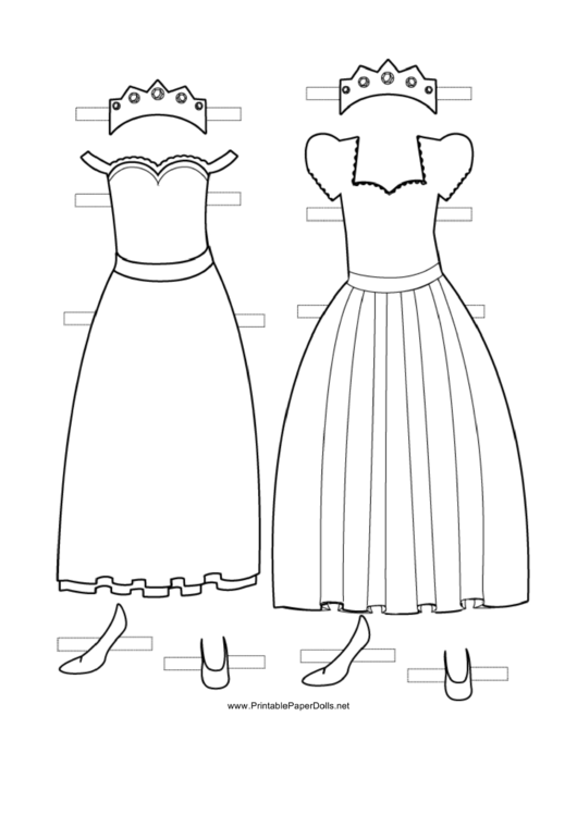 Princess Paper Doll Outfits To Color Printable pdf