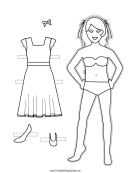 Paper Doll With Hair Ribbon To Color