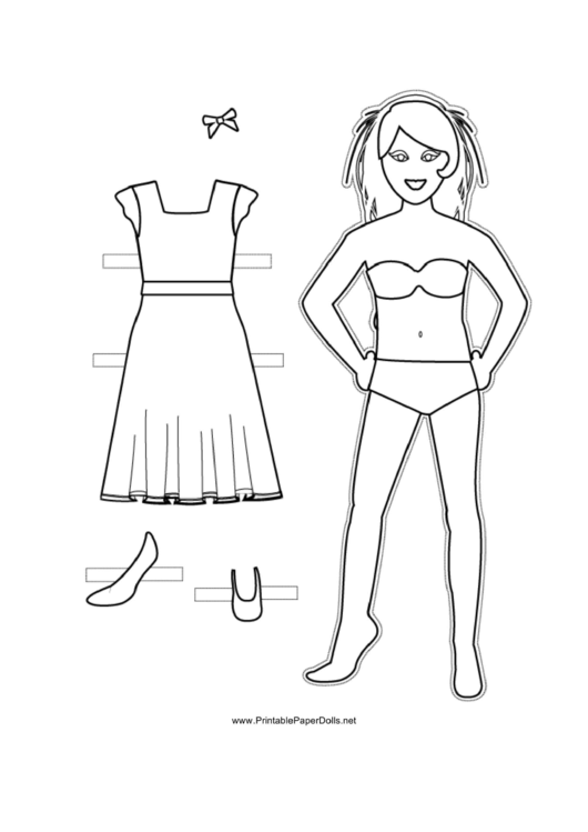 Paper Doll With Hair Ribbon To Color Printable pdf