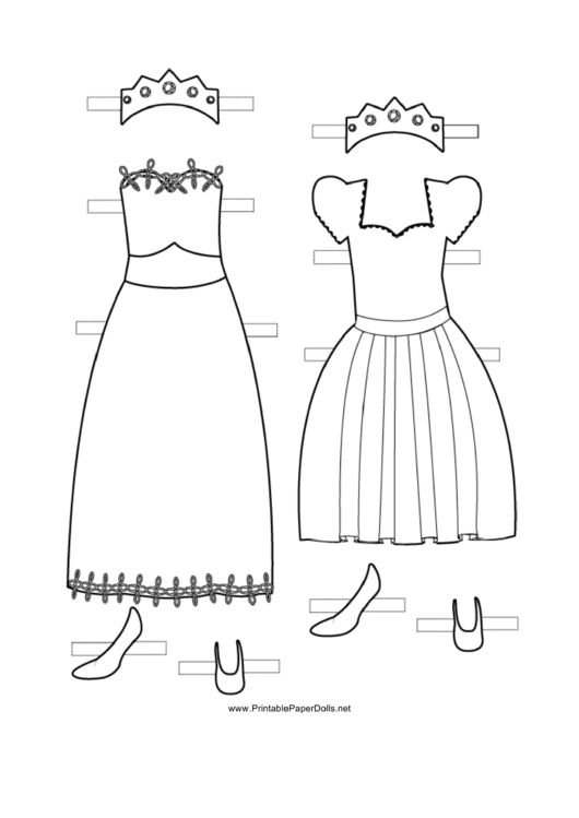 Princess Paper Doll Dresses To Color Printable pdf