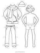 Boy Paper Doll With Winter Clothes To Color