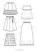 Paper Doll Long Skirts To Color