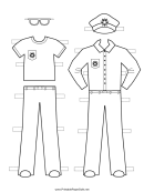 Policeman Paper Doll Outfits To Color