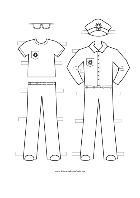 Policeman Paper Doll Outfits To Color Printable pdf
