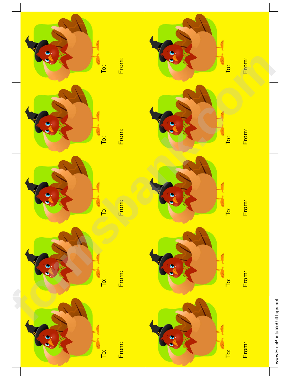 Turkey Gift Tag Template