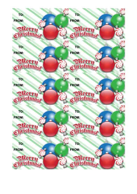 Christmas Ornaments Gift Tag Template Printable pdf