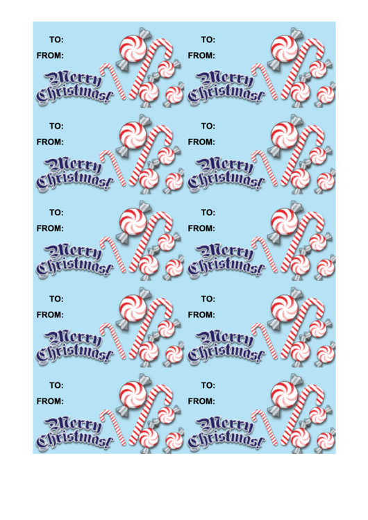 Christmas Candycanes Gift Tag Template Printable pdf