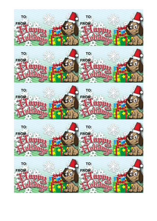 Happy Holidays Gift Tag Template - Puppy Printable pdf