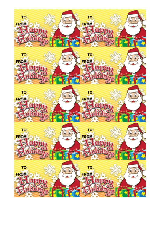 Happy Holidays Gift Tag Template - Santa Claus Printable pdf